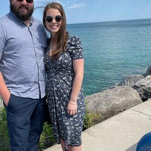 Max Studio Floral Patterned Dress Size Small Blue